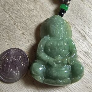 Green Jade Buddha Pendant Necklace